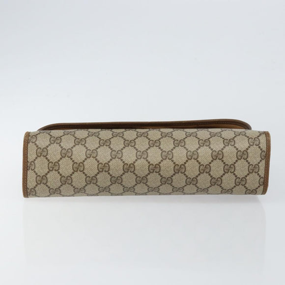 GUCCI GG Supreme Web Sherry Line Clutch Bag PVC Beige Rot 89 01 031 Auth 145911