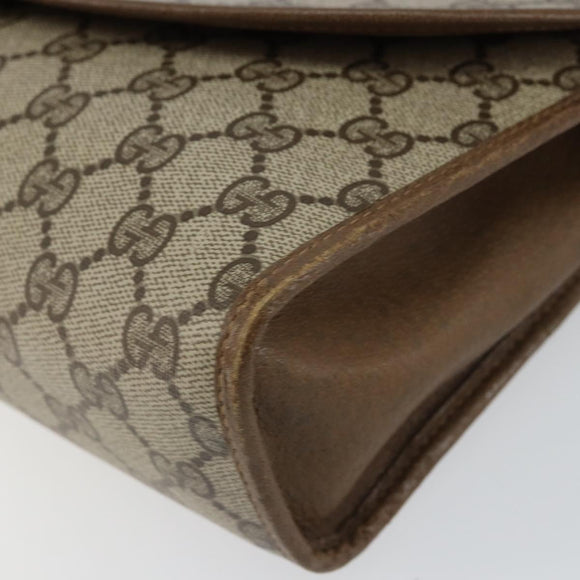 GUCCI GG Supreme Web Sherry Line Clutch Bag PVC Beige Rot 89 01 031 Auth 145911