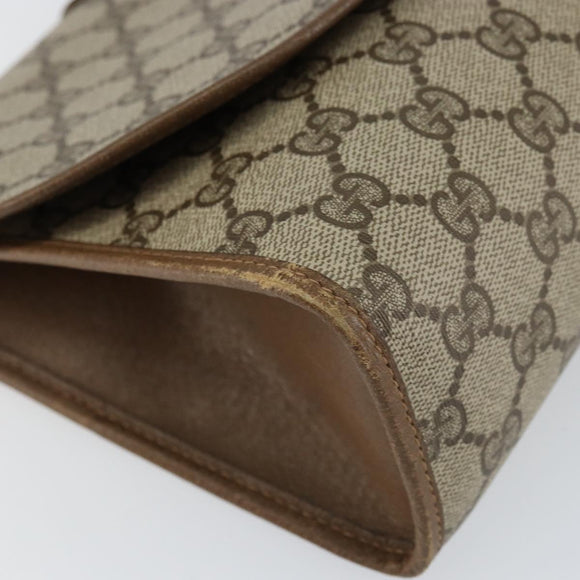 GUCCI GG Supreme Web Sherry Line Clutch Bag PVC Beige Rot 89 01 031 Auth 145911