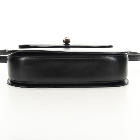 GUCCI Bamboo Hand Bag Leather 2way Black Gold 000 46 0063 Auth 145923A