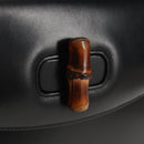 GUCCI Bamboo Hand Bag Leather 2way Black Gold 000 46 0063 Auth 145923A-20