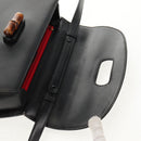 GUCCI Bamboo Hand Bag Leather 2way Black Gold 000 46 0063 Auth 145923A-10