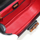 GUCCI Bamboo Hand Bag Leather 2way Black Gold 000 46 0063 Auth 145923A-11