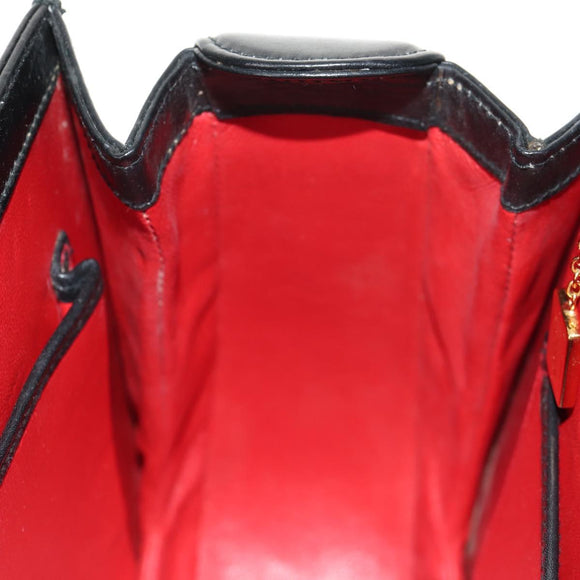 GUCCI Bamboo Hand Bag Leather 2way Black Gold 000 46 0063 Auth 145923A