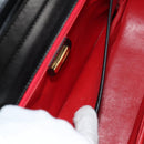 GUCCI Bamboo Hand Bag Leather 2way Black Gold 000 46 0063 Auth 145923A-26