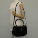 GUCCI Bamboo Hand Bag Leather 2way Black Gold 000 46 0063 Auth 145923A-27