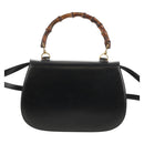GUCCI Bamboo Hand Bag Leather 2way Black Gold 000 46 0063 Auth 145923A-2