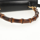 GUCCI Bamboo Hand Bag Leather 2way Black Gold 000 46 0063 Auth 145923A-7