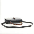 GUCCI Bamboo Hand Bag Leather 2way Black Gold 000 46 0063 Auth 145923A-8