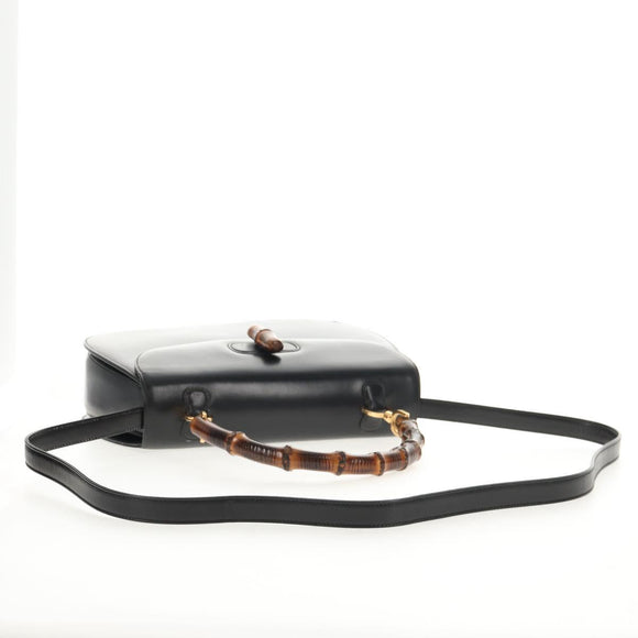 GUCCI Bambus Handtasche Leder 2-Wege Schwarz Gold 000 46 0063 Auth 145923V