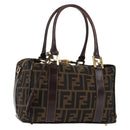 FENDI Zucca Canvas Hand Bag Black Brown gold Auth 145924-1
