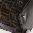 FENDI Zucca Canvas Hand Bag Black Brown gold Auth 145924-14