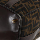FENDI Zucca Canvas Hand Bag Black Brown gold Auth 145924-9