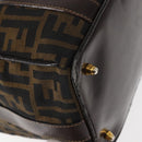FENDI Zucca Canvas Hand Bag Black Brown gold Auth 145924-15