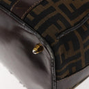 FENDI Zucca Canvas Hand Bag Black Brown gold Auth 145924-16