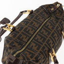 FENDI Zucca Canvas Hand Bag Black Brown gold Auth 145924-10