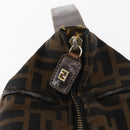 FENDI Zucca Canvas Hand Bag Black Brown gold Auth 145924-18