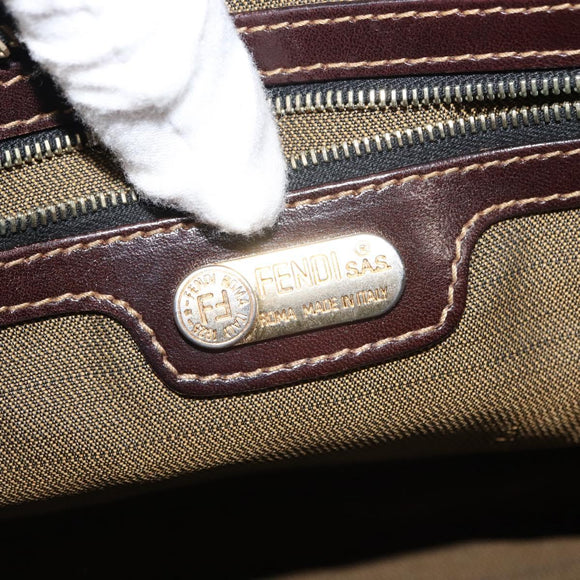 FENDI Zucca Canvas Hand Bag Black Brown gold Auth 145924