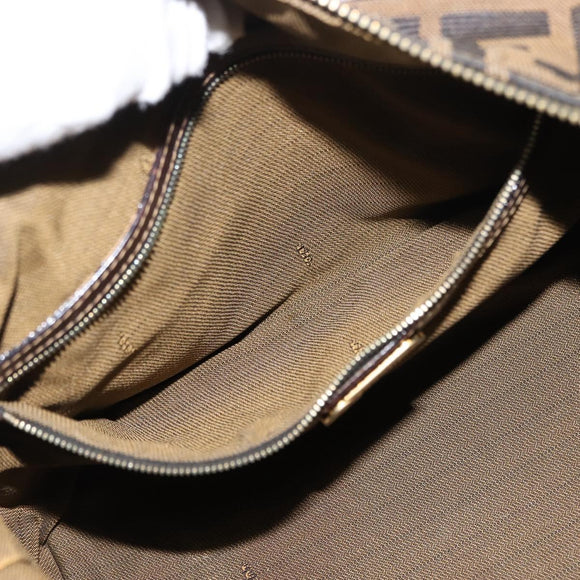 FENDI Zucca Canvas Hand Bag Black Brown gold Auth 145924