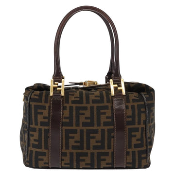 FENDI Zucca Canvas Hand Bag Black Brown gold Auth 145924 - 0