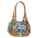 PRADA Venice Hand Bag Nylon Light Blue Gold Auth 145925-1