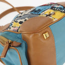 PRADA Venice Hand Bag Nylon Light Blue Gold Auth 145925-8