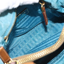 PRADA Venice Hand Bag Nylon Light Blue Gold Auth 145925-10