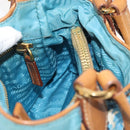 PRADA Venice Hand Bag Nylon Light Blue Gold Auth 145925-20