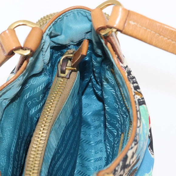 PRADA Venice Hand Bag Nylon Light Blue Gold Auth 145925