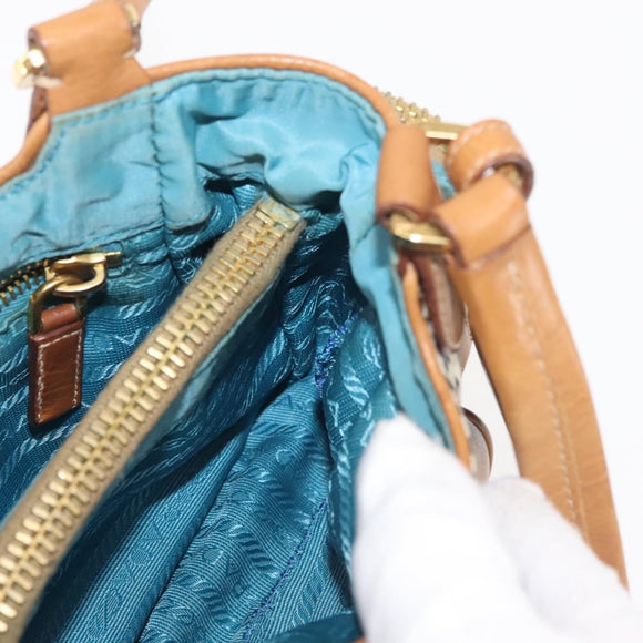 PRADA Venice Hand Bag Nylon Light Blue Gold Auth 145925
