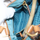 PRADA Venice Hand Bag Nylon Light Blue Gold Auth 145925-25