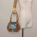 PRADA Venice Hand Bag Nylon Light Blue Gold Auth 145925-27