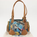 PRADA Venice Hand Bag Nylon Light Blue Gold Auth 145925-12