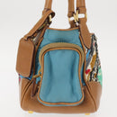 PRADA Venice Hand Bag Nylon Light Blue Gold Auth 145925-3