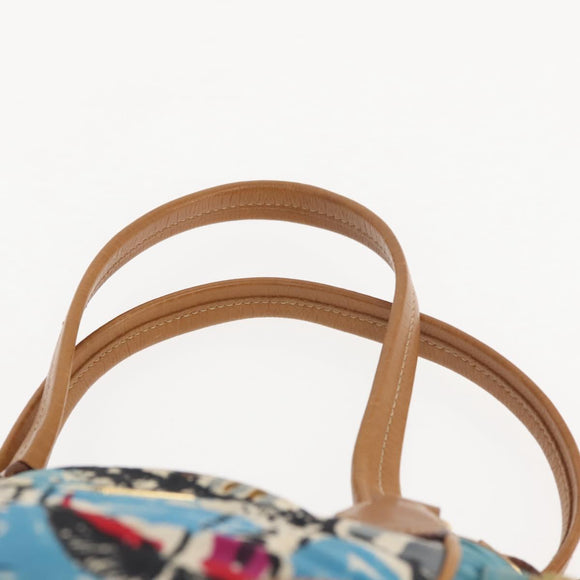 PRADA Venice Hand Bag Nylon Light Blue Gold Auth 145925