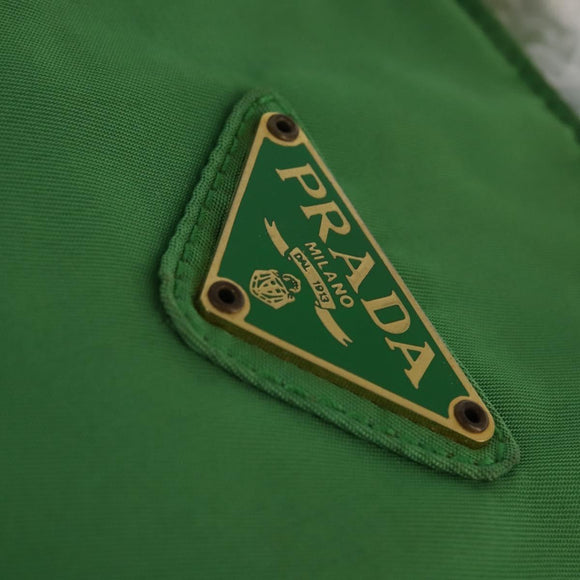 PRADA Hand Bag Nylon Green Gold Auth 145926
