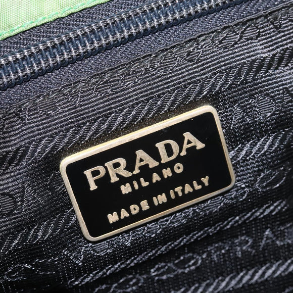 PRADA Hand Bag Nylon Green Gold Auth 145926