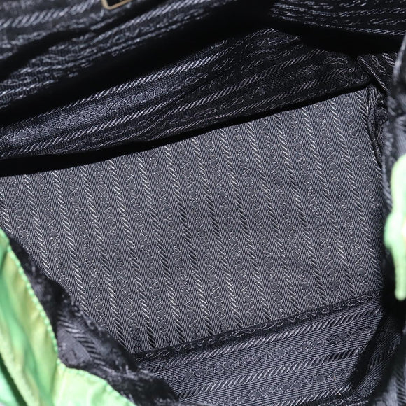 PRADA Hand Bag Nylon Green Gold Auth 145926