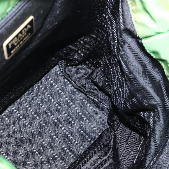 PRADA Hand Bag Nylon Green Gold Auth 145926