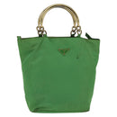 PRADA Hand Bag Nylon Green Gold Auth 145926-1