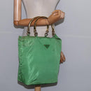 PRADA Hand Bag Nylon Green Gold Auth 145926-21