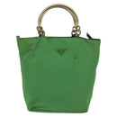 PRADA Hand Bag Nylon Green Gold Auth 145926-13