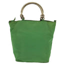 PRADA Hand Bag Nylon Green Gold Auth 145926-2