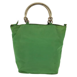 PRADA Hand Bag Nylon Green Gold Auth 145926 - 0