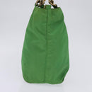 PRADA Hand Bag Nylon Green Gold Auth 145926-3