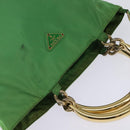 PRADA Hand Bag Nylon Green Gold Auth 145926-6
