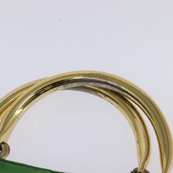 PRADA Hand Bag Nylon Green Gold Auth 145926