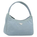 PRADA Hand Bag Nylon Light Blue Silver Auth 145937-1