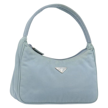 PRADA Hand Bag Nylon Light Blue Silver Auth 145937