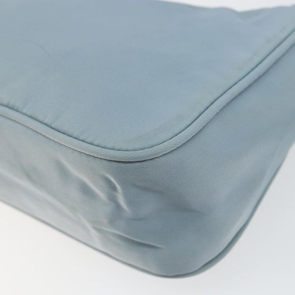 PRADA Hand Bag Nylon Light Blue Silver Auth 145937